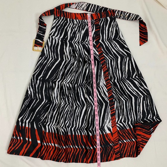 Zara Zebra Stripe Pleated Leg Slit Skirt - Picture 7 of 11